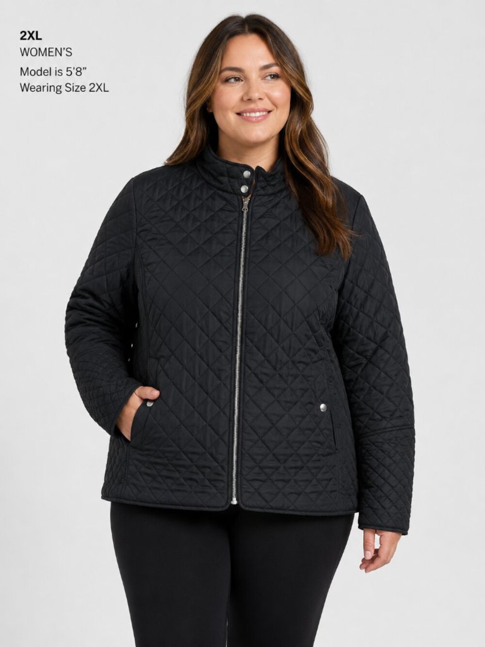 3/$20 Bundle 🌈 Faded Glory Black Quilted Jacket Women’s XL 16-18